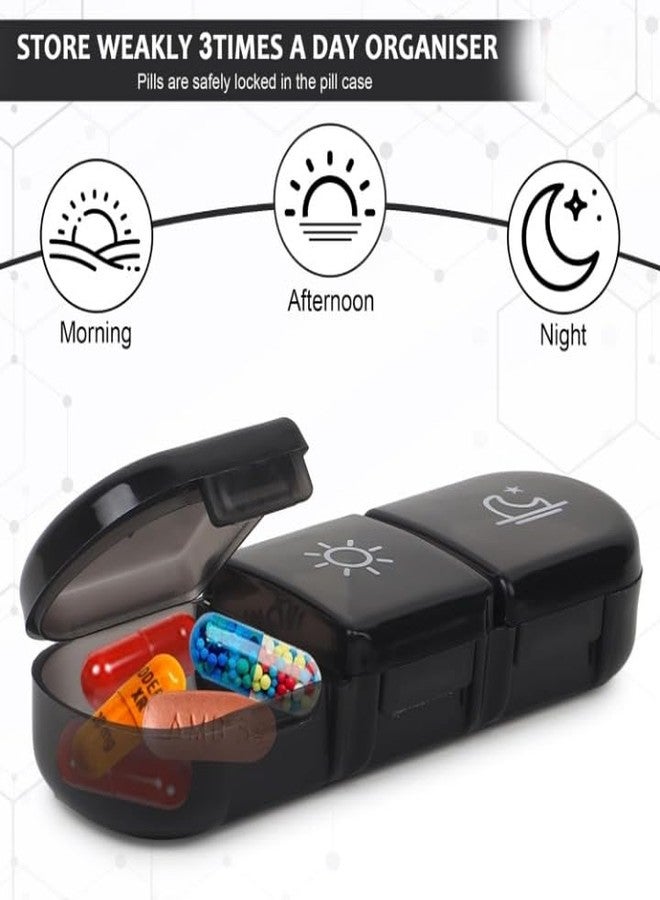 سيميكسيسن علبة حبوب سفر محمولة من سيمكسن، تكفي لمدة 7 أيام، مزودة بحاويات حبوب كبيرة، وحافظة حبوب مقاومة للضوء للفيتامينات والأدوية، ومنظم حبوب الأدوية وصندوق تخزين، ومكملات غذائية وزيوت السمك (أسود) - Image 5